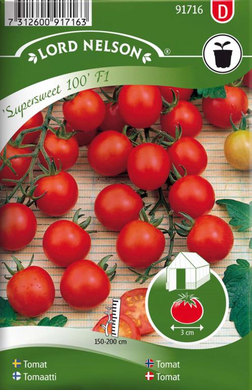 Tomat, Kirsebær-, Supersweet 100 F1
